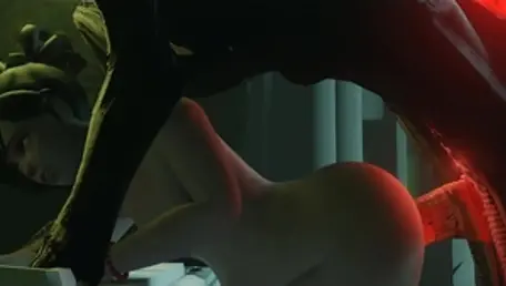 Hentai ramming hard in company with alien